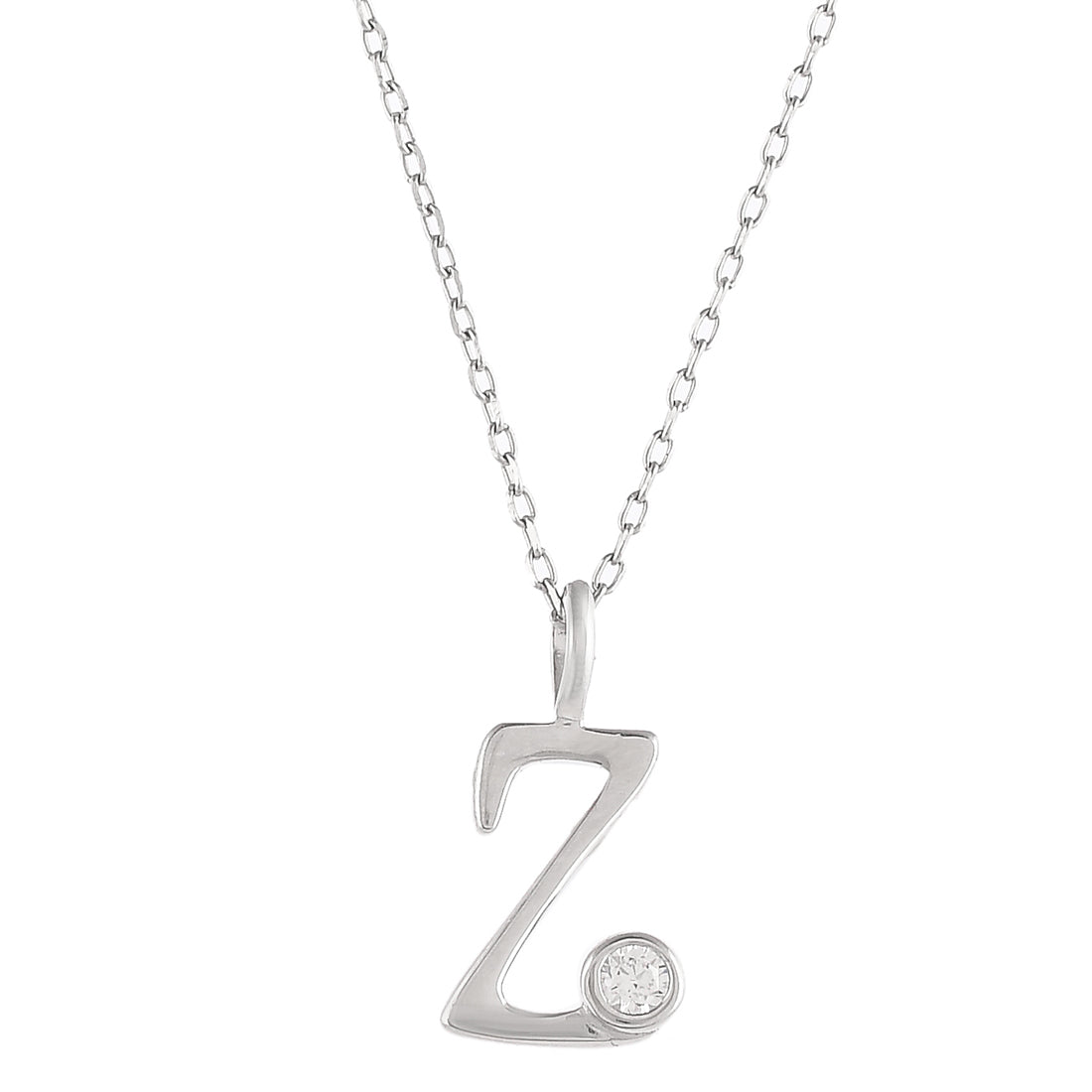 Women's Sterling Silver Alphabet Z Round Cut Cz Pendant - Voylla
