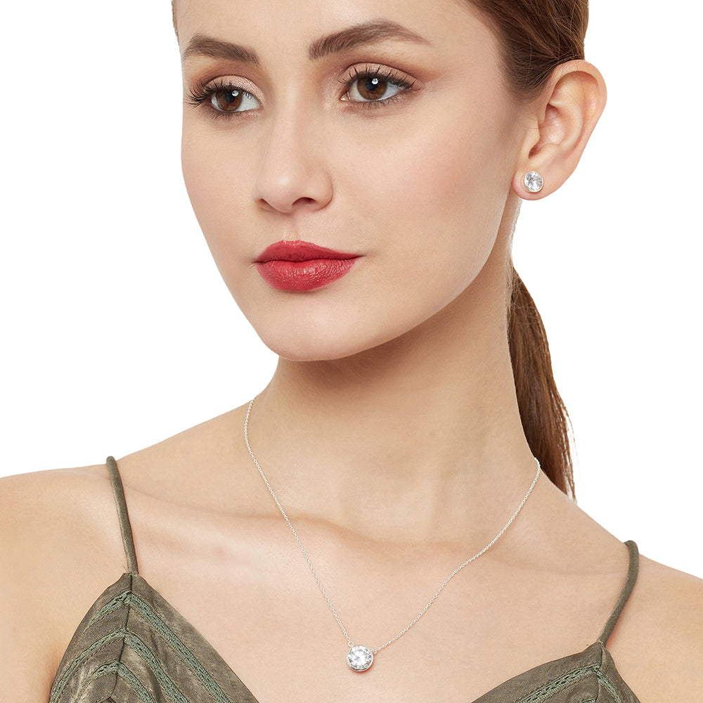 Women's Elegant 925 Sterling Silver Necklace Set - Voylla