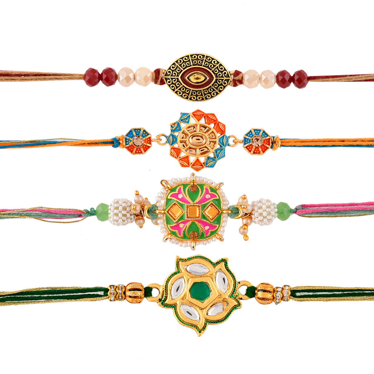 Colorful Gems Studded Traditional Thread Rakhi - Voylla