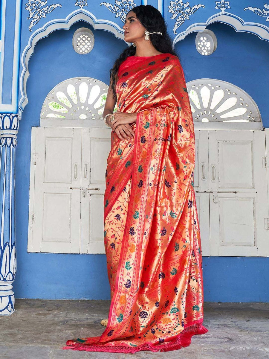 Women's Pink Paithani Silk Saree - Janasya – Trendia