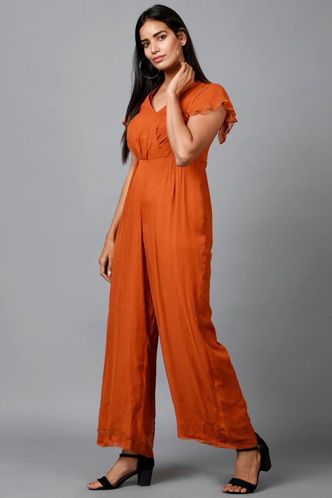 Women's Drape Party/ Casual Jumpsuit In Brown