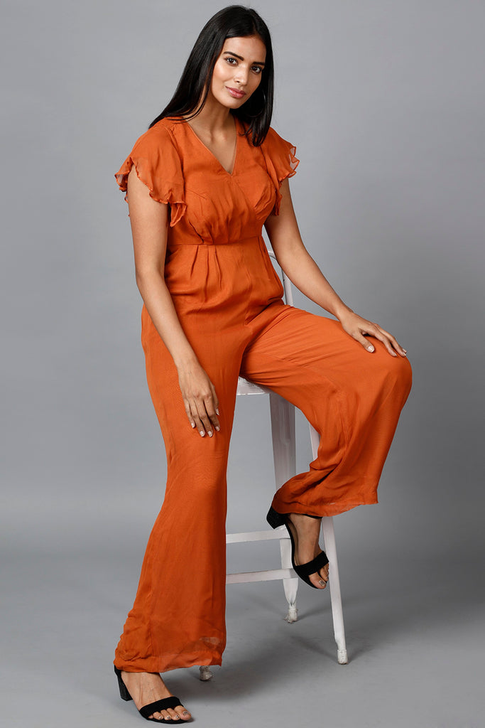 Women's Drape Party/ Casual Jumpsuit In Brown