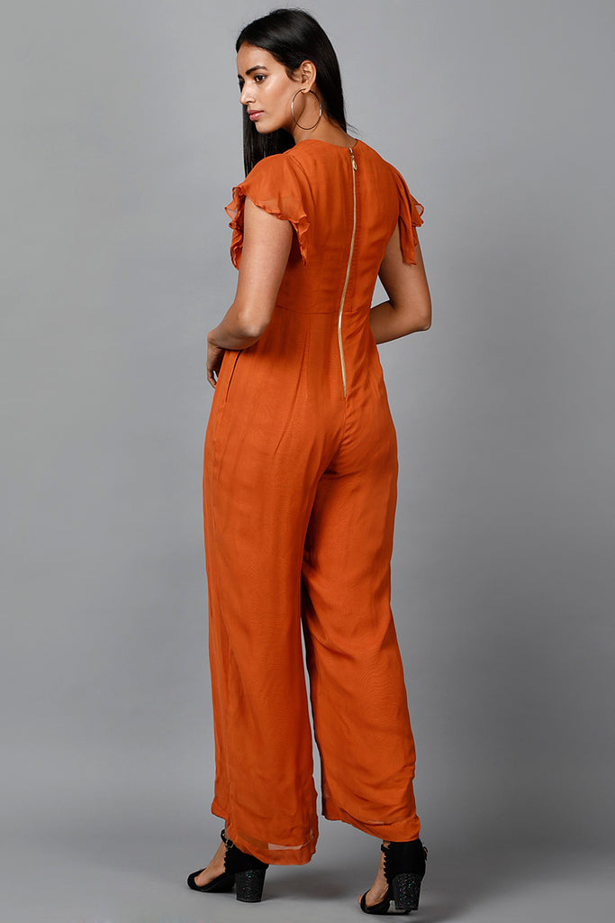 Women's Drape Party/ Casual Jumpsuit In Brown
