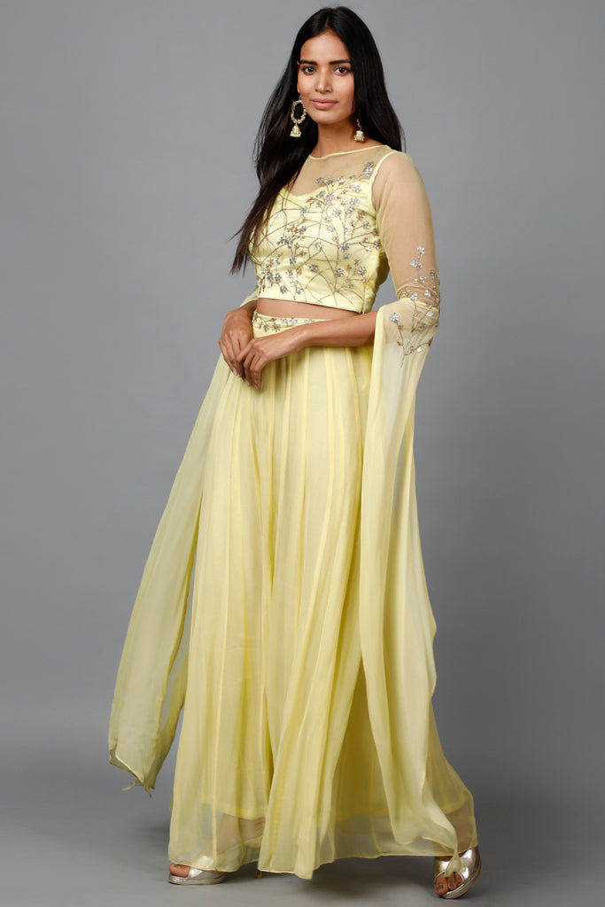 Women's Katdana Sequins Embroidered Wedding Lehenga In Lemon