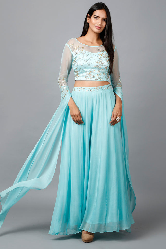 Women's Katdana Sequins Embroidered Wedding Lehenga In Blue