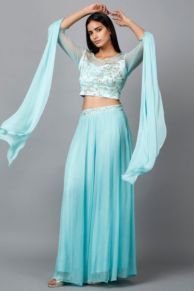 Women's Katdana Sequins Embroidered Wedding Lehenga In Blue