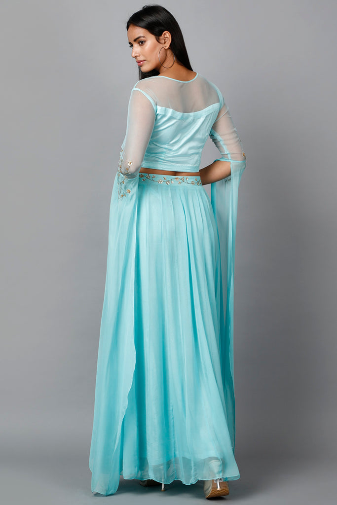 Women's Katdana Sequins Embroidered Wedding Lehenga In Blue