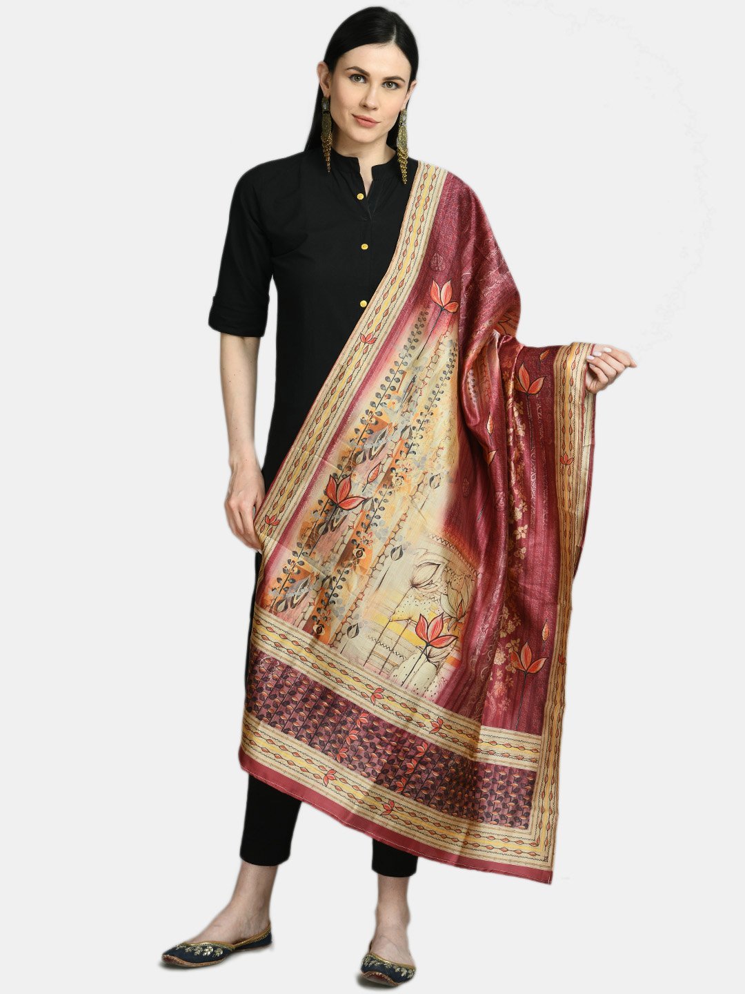 Women's Multi Printed Casual Silk Blend Dupatta - Myshka
