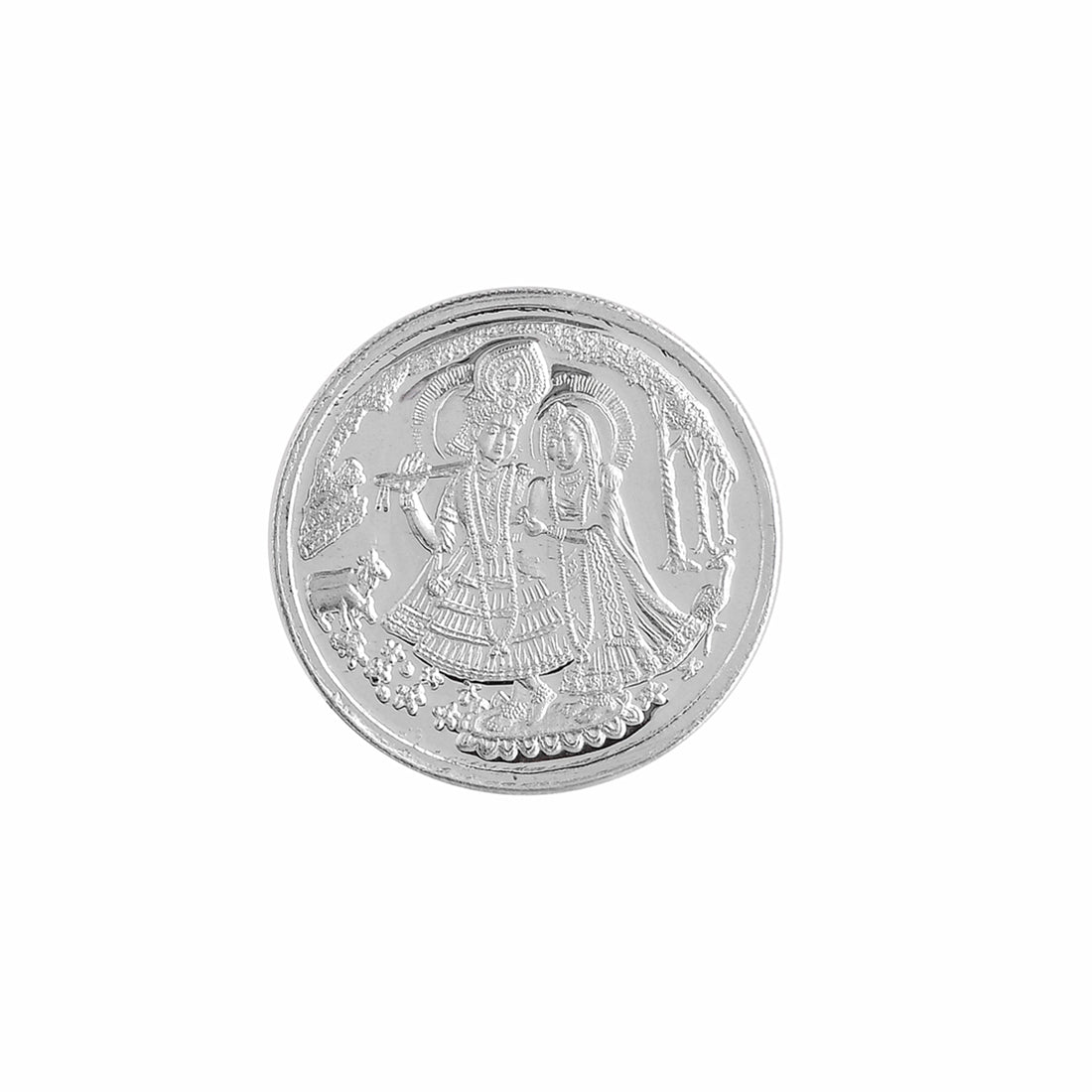 925 Sterling Silver Radha Krishna 10 Grams Coin - Voylla