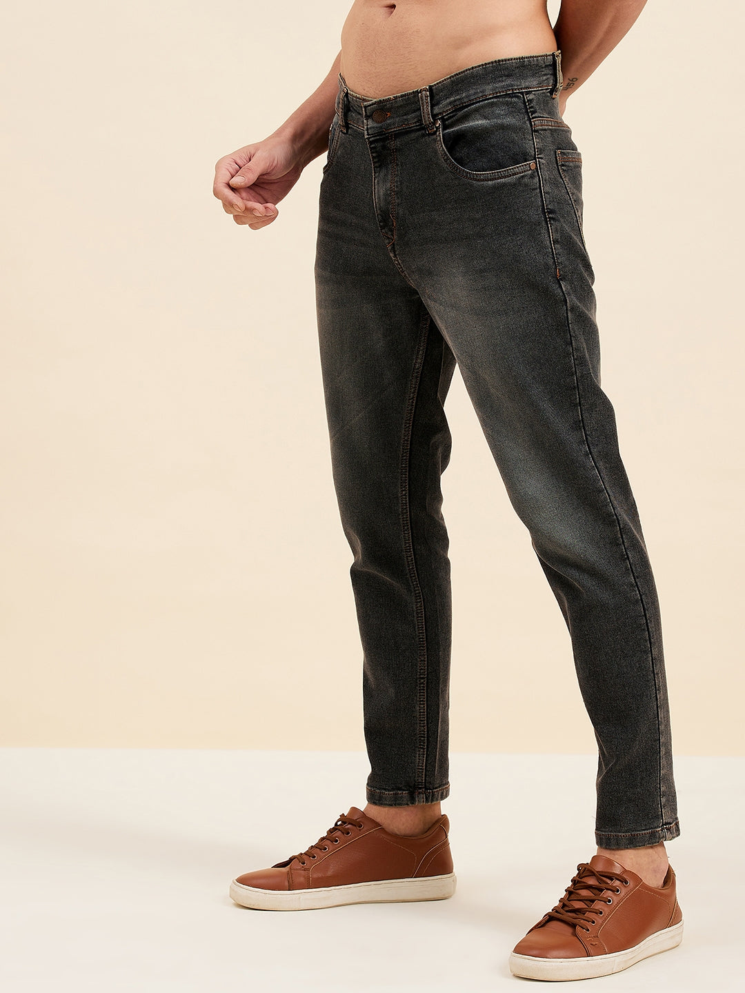 Men's Charcoal Grey Slim Fit Jeans - LYUSH-MASCLN