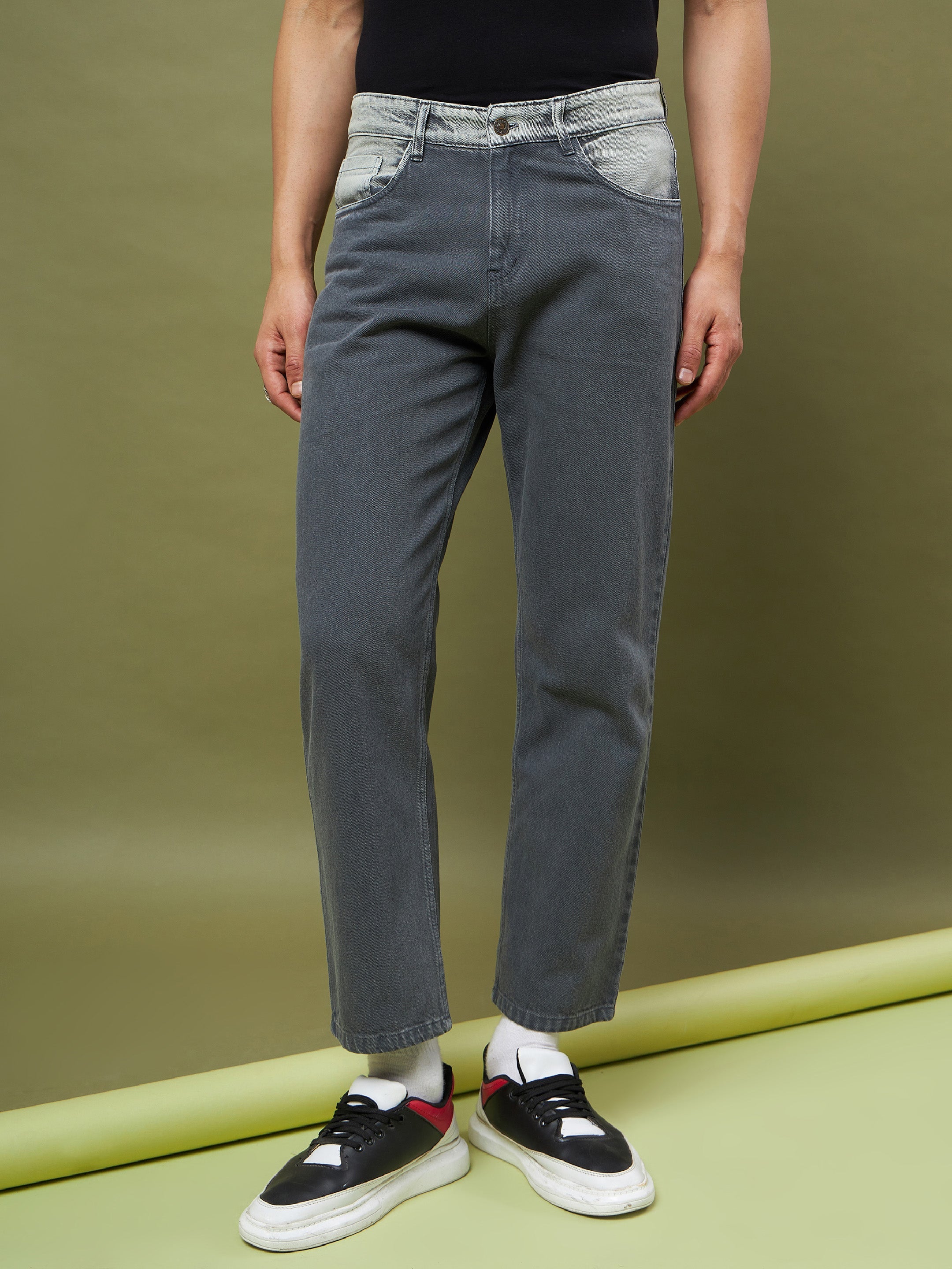 Men's Charcoal Grey Relax Fit Jeans - MASCLN SASSAFRAS
