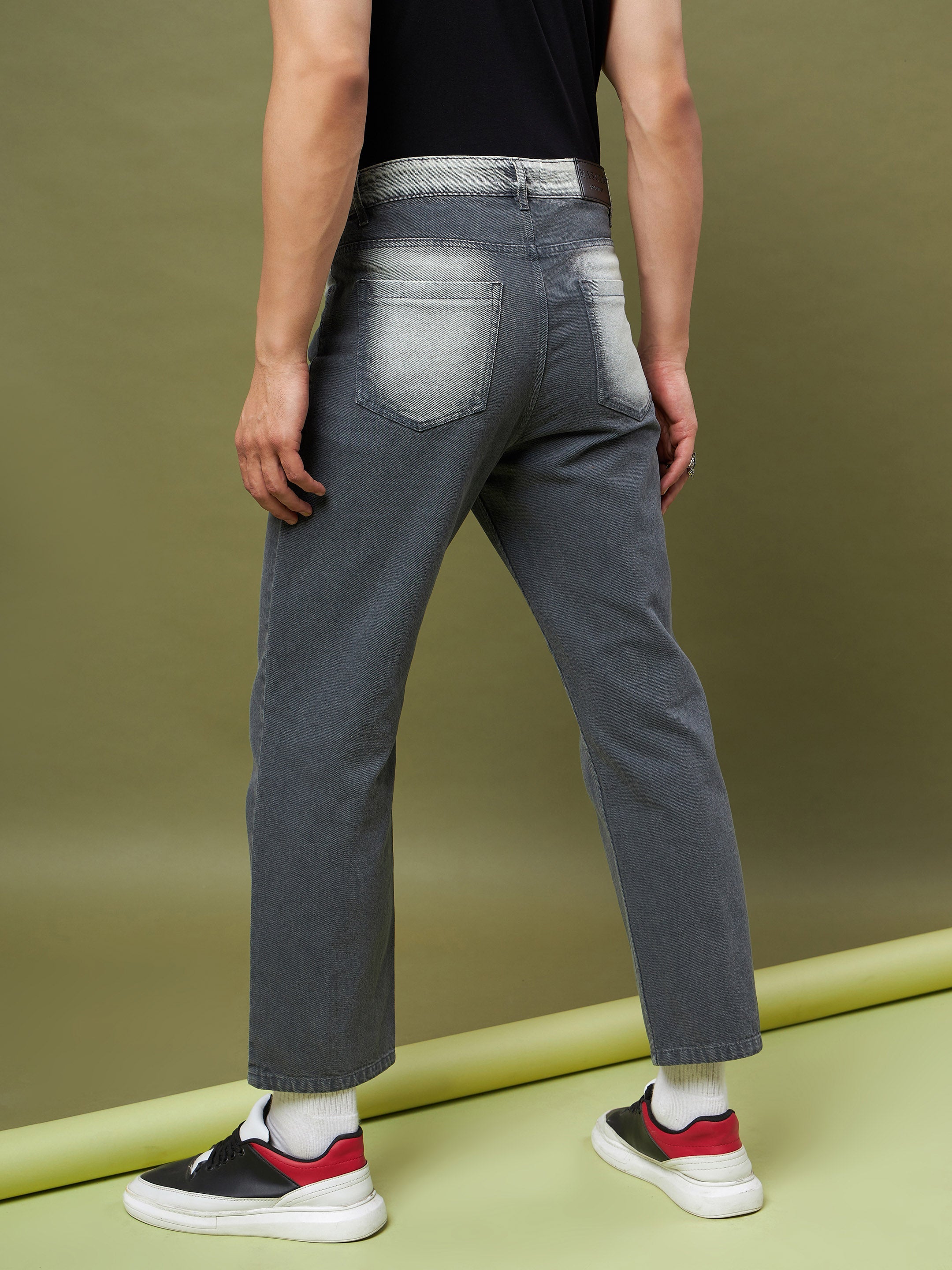 Men's Charcoal Grey Relax Fit Jeans - MASCLN SASSAFRAS