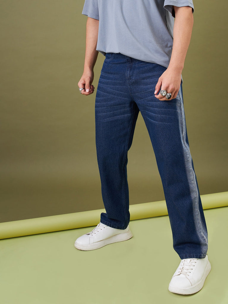 Men's Blue Washed Relax Fit Jeans