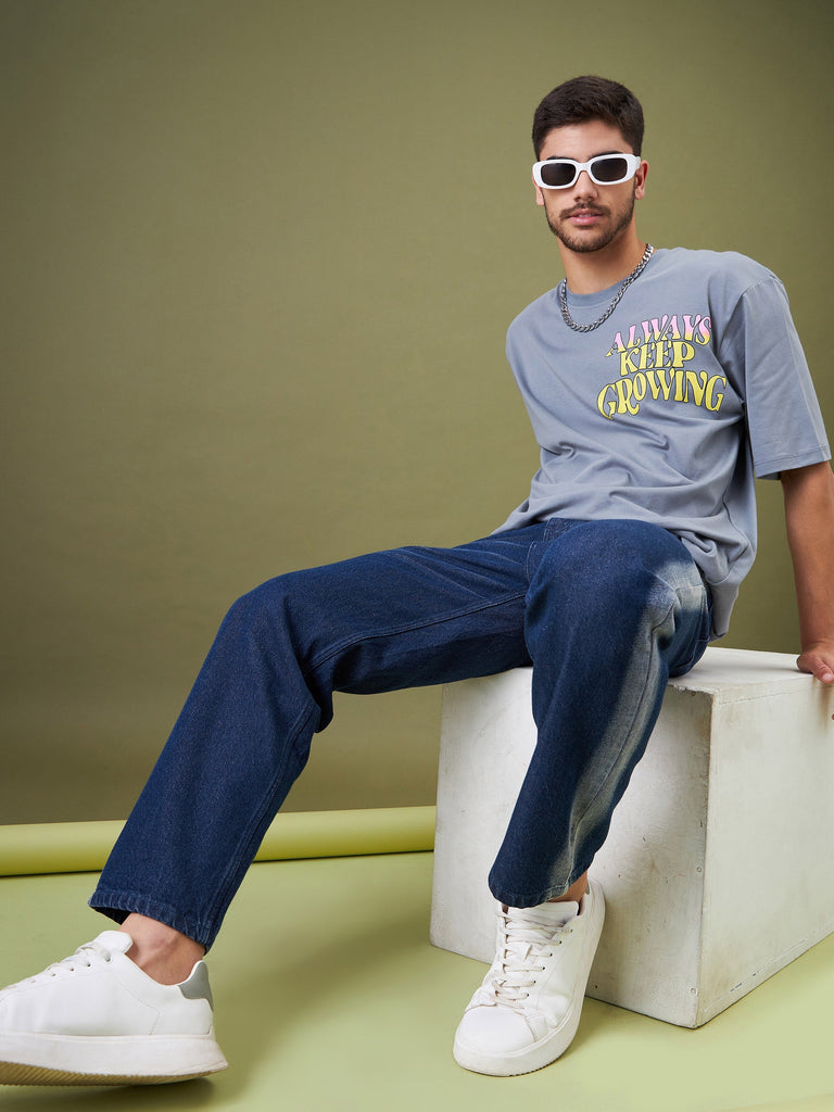 Men's Blue Washed Relax Fit Jeans
