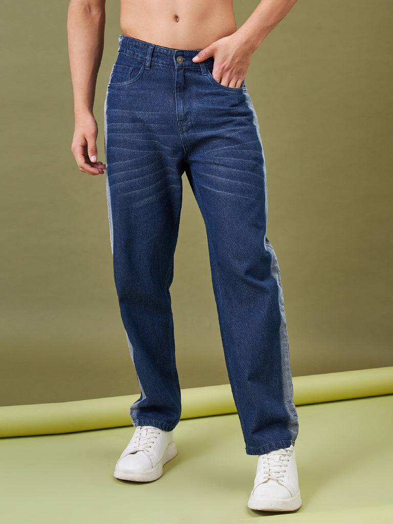 Men's Blue Washed Relax Fit Jeans