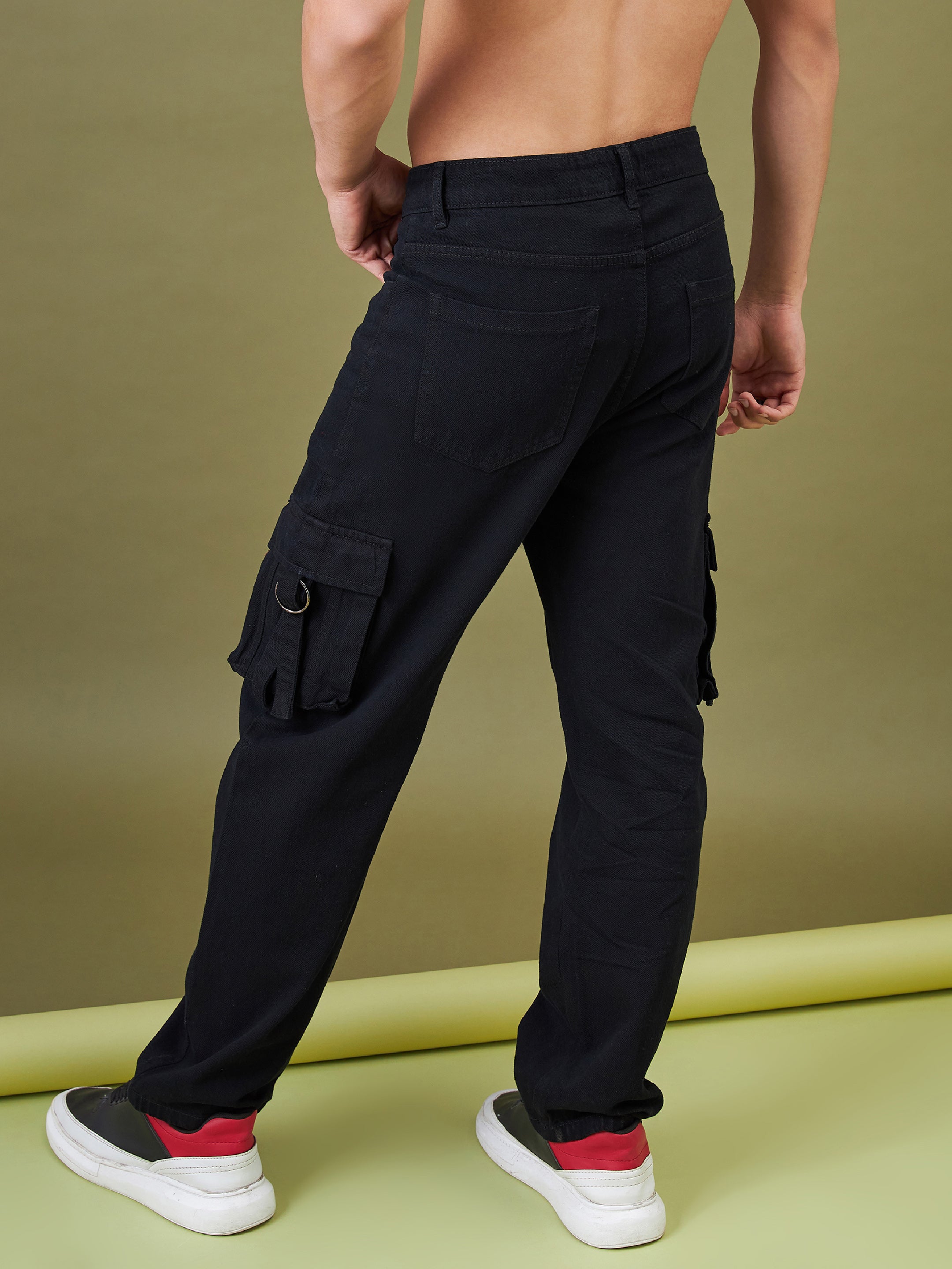 Men's Black Box Pocket Relax Fit Jeans - MASCLN SASSAFRAS