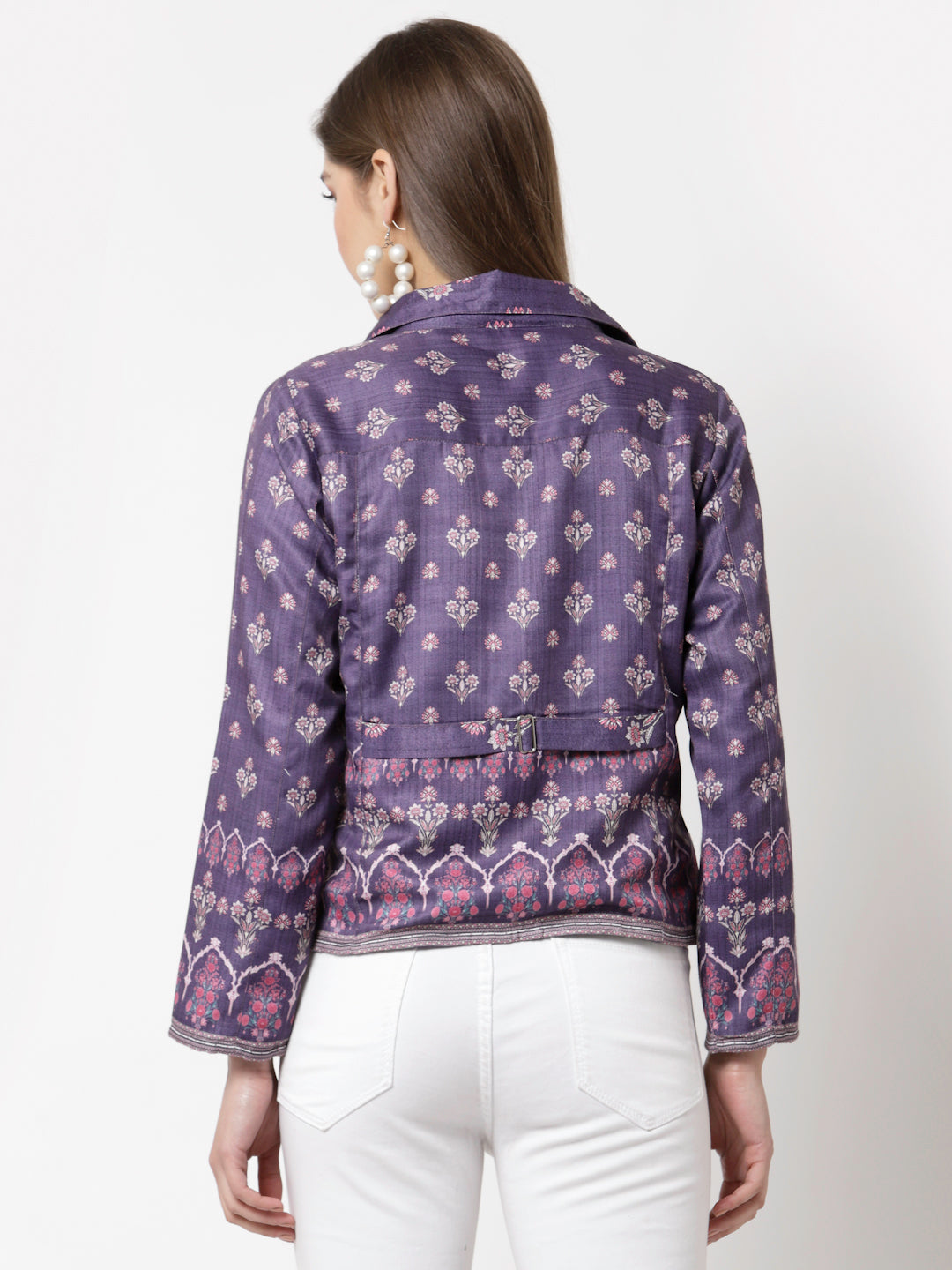 Women Purple Cotton Printed Shirt by Myshka (1 Pc Set)