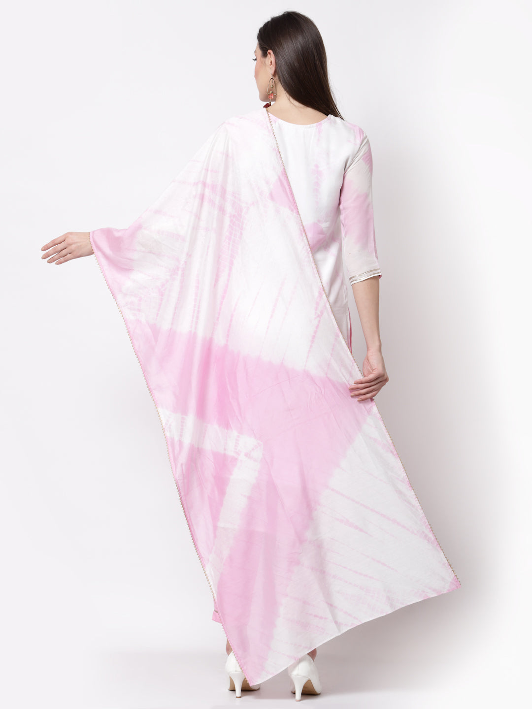Women's Stylish Silk blend Round Neck 3/4 Sleeve Embroidered Kurta Pant Dupatta Set  - Myshka