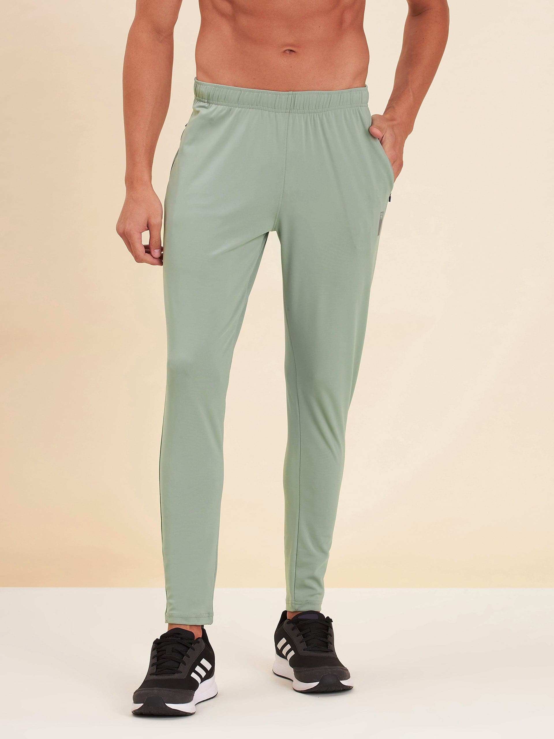 Men's Olive Dry Fit Stretchable Slim Track Pants - LYUSH-MASCLN