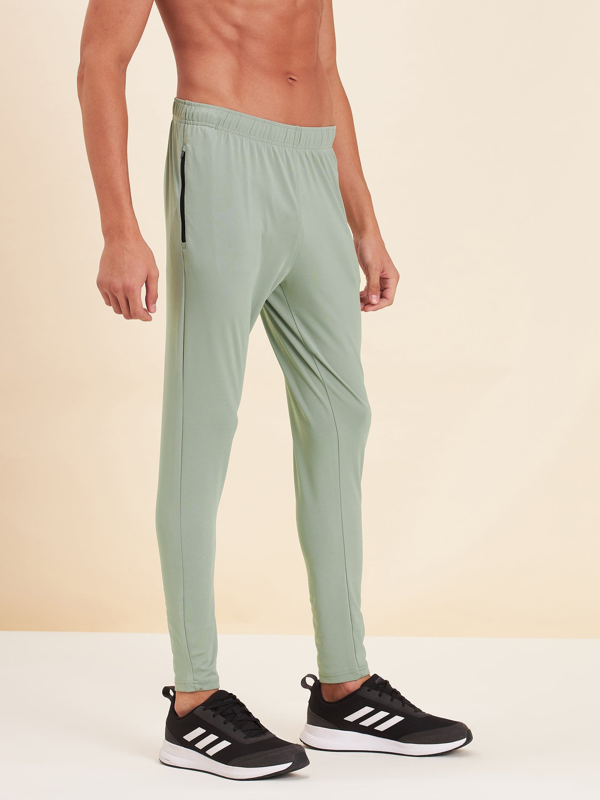 Men's Olive Dry Fit Stretchable Slim Track Pants - LYUSH-MASCLN