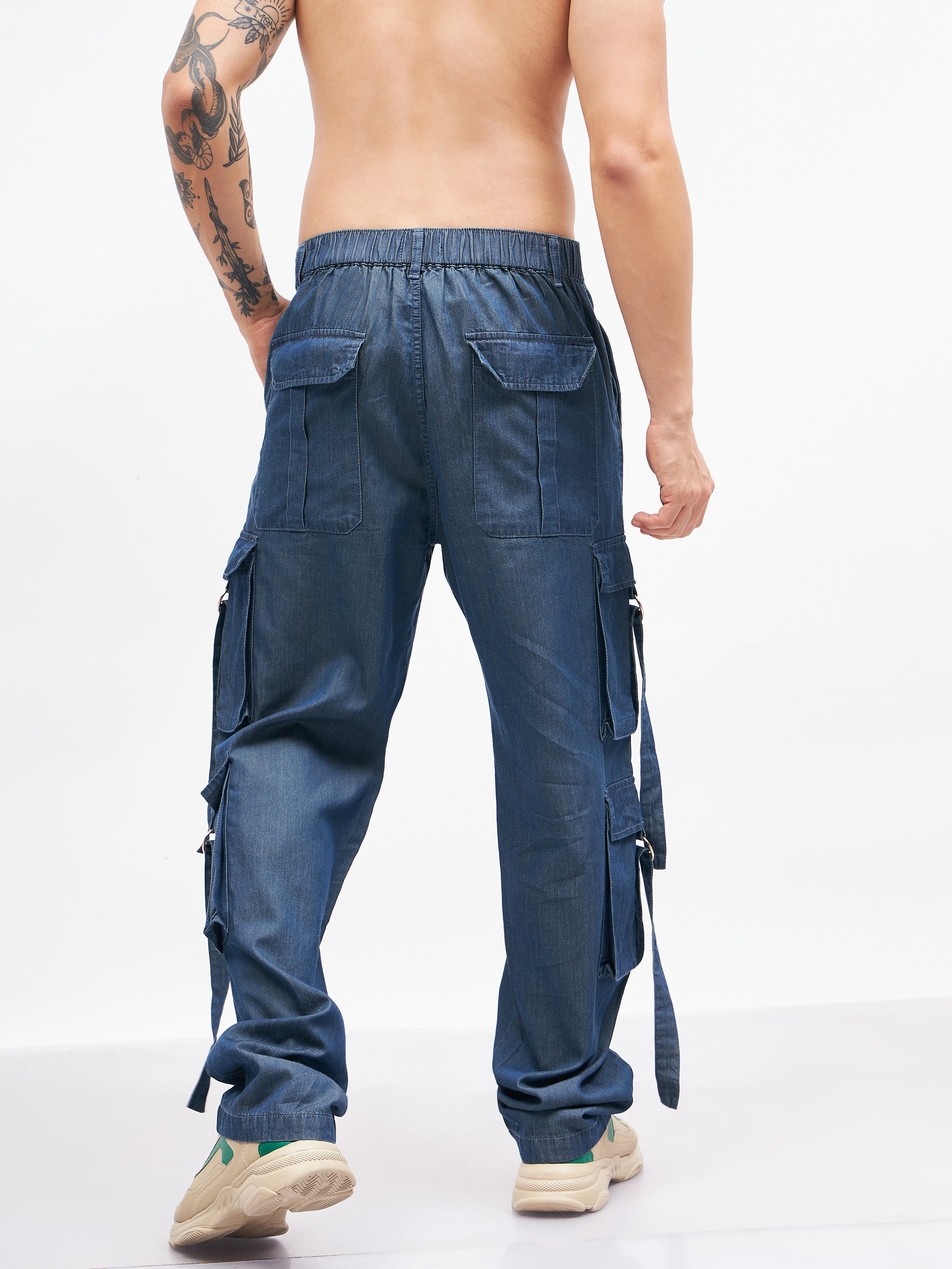 Men's Blue Tencel Side Pocket Pants - MASCLN SASSAFRAS