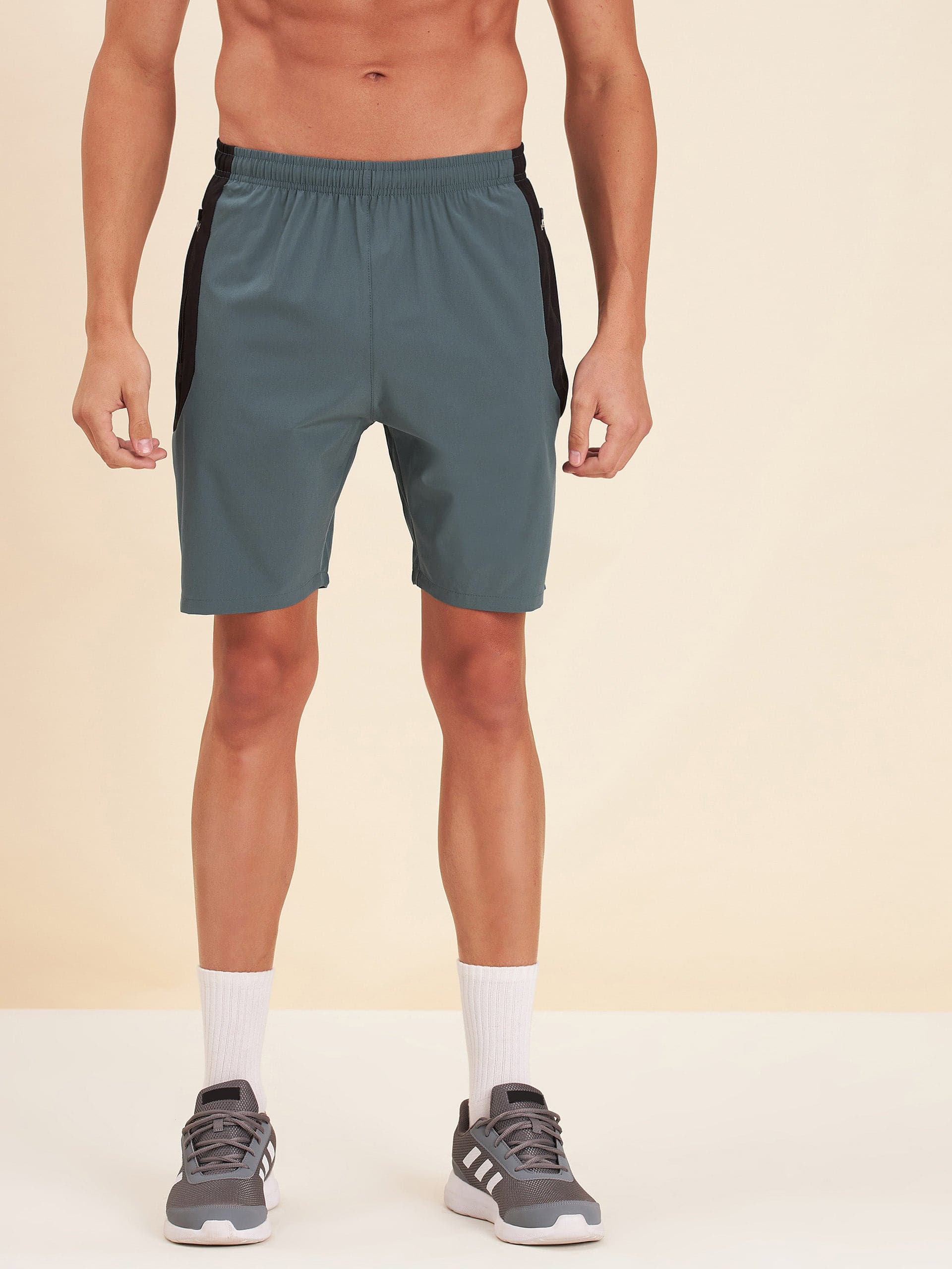Men's Teal Blue & Black Dry Fit Shorts - LYUSH-MASCLN