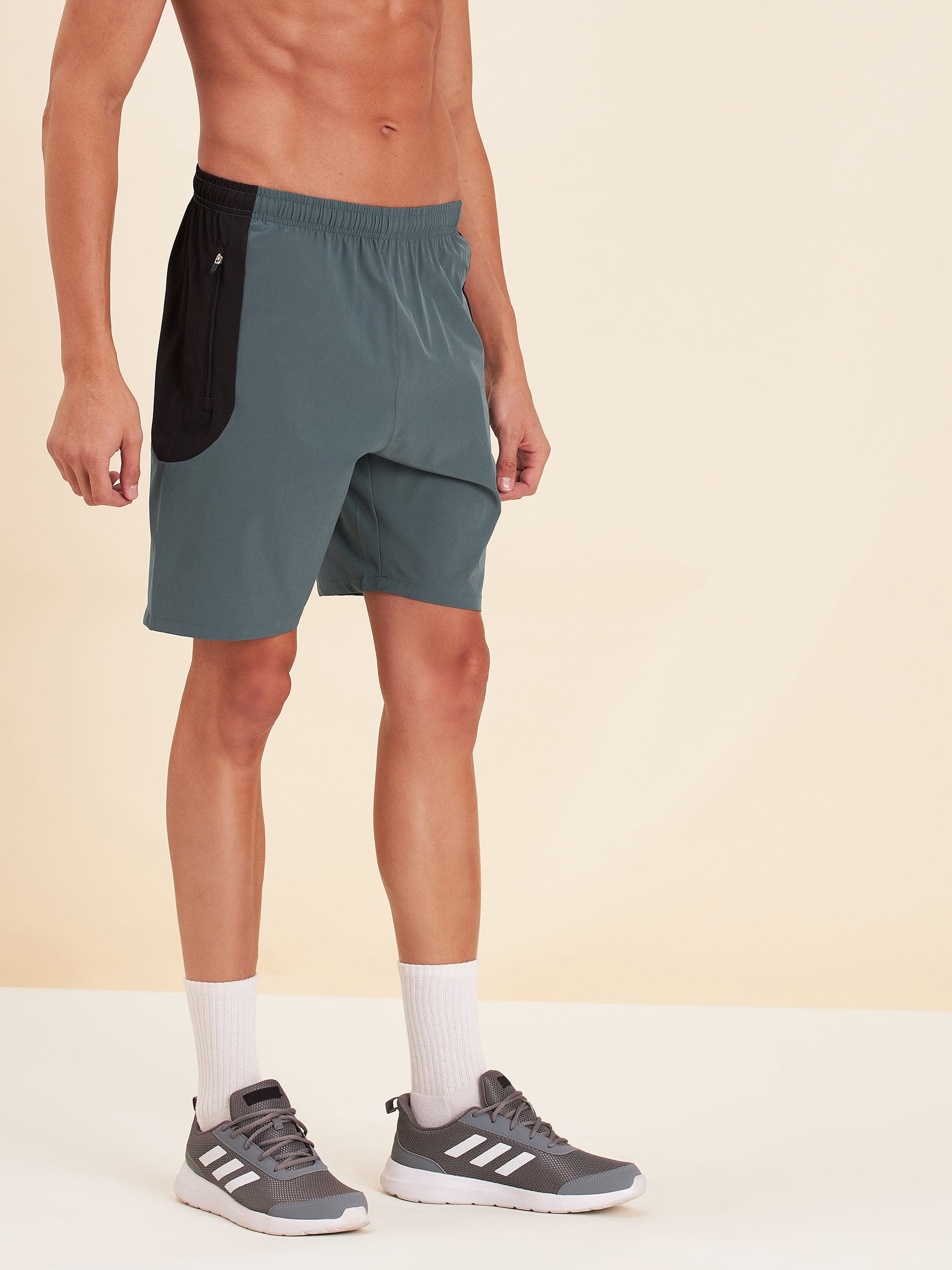Men's Teal Blue & Black Dry Fit Shorts - LYUSH-MASCLN