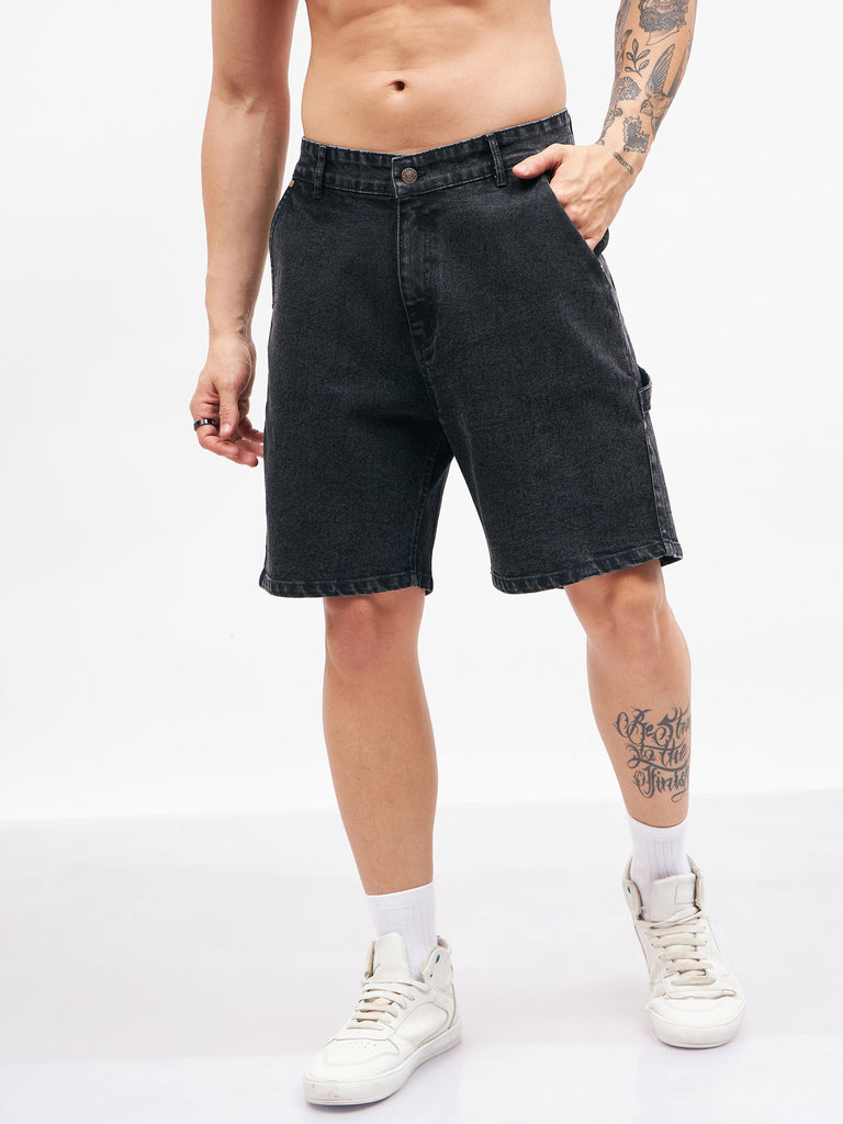 Men's Black Relax Fit Denim Shorts