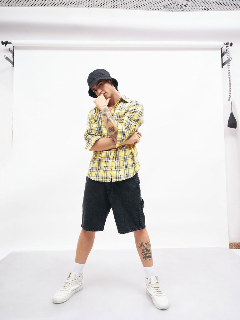 Men's Black Relax Fit Denim Shorts