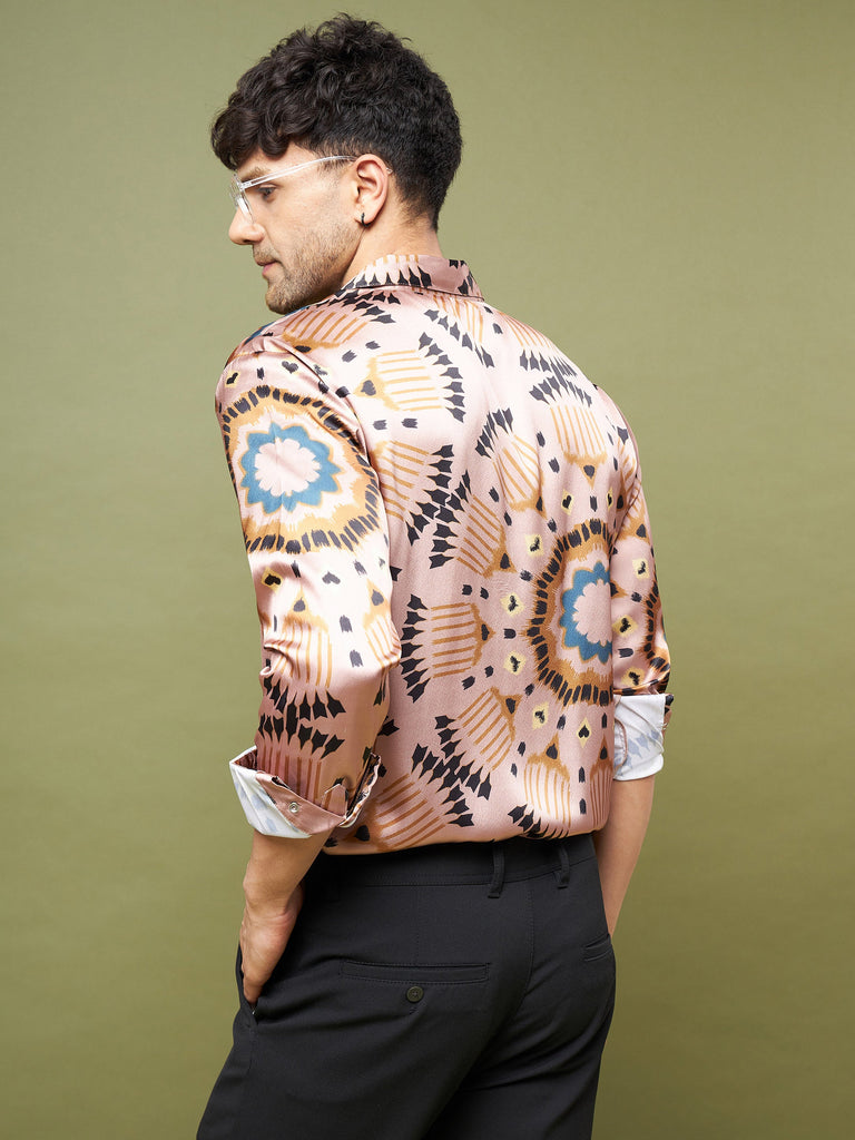 Unisex Brown & Black Satin Relax Fit Shirt