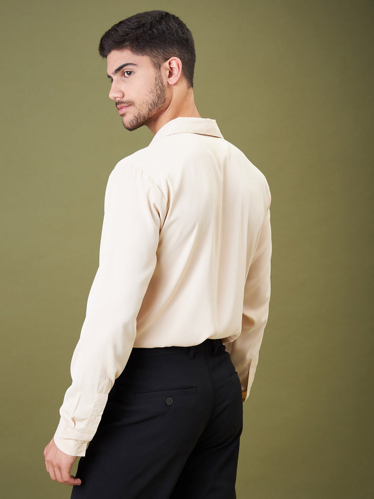 Unisex Beige Satin Relax Fit Shirt