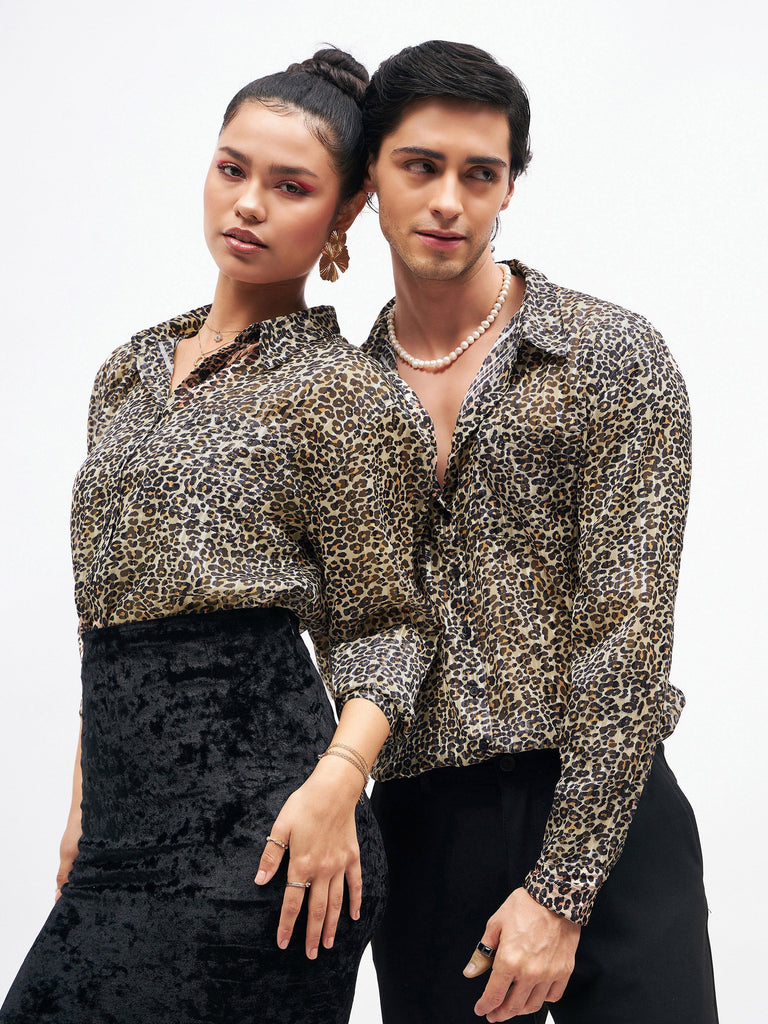Men's Leopard Print Lurex Party Shirt