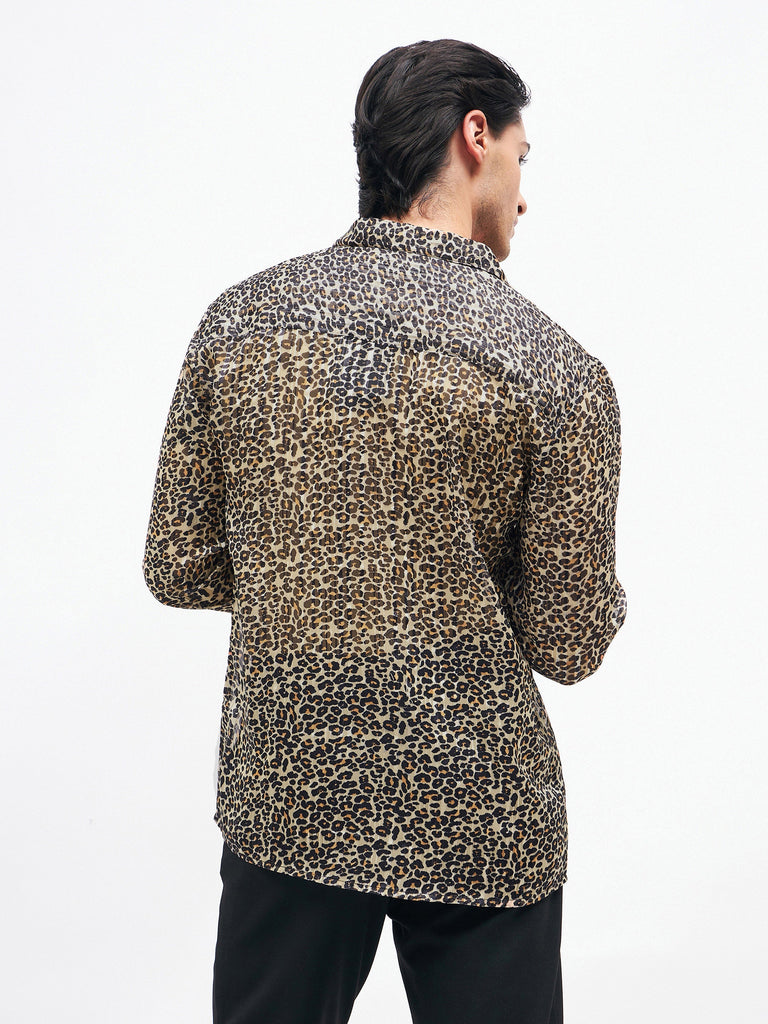 Men's Leopard Print Lurex Party Shirt