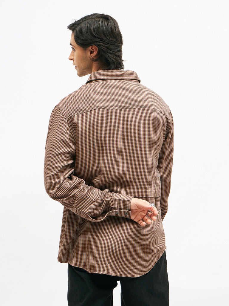 Men's Brown Check Oversized Shirt