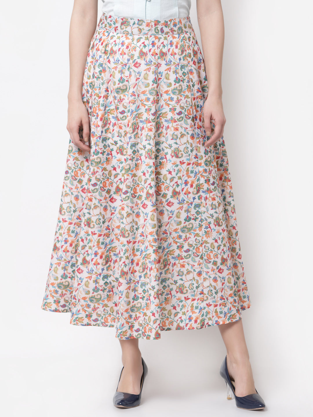 Women's Stylish Cotton blend Printed Long Skirt  - Myshka
