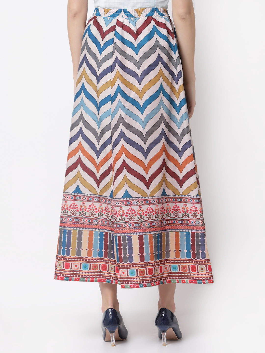 Women's Stylish Silk blend Printed Long Skirt  - Myshka