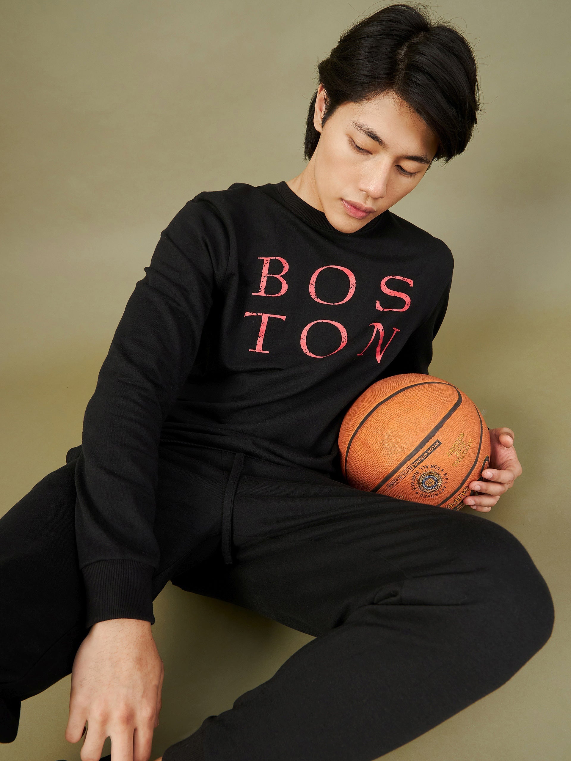 Men's Black BOSTON Sweatshirt - LYUSH-MASCLN