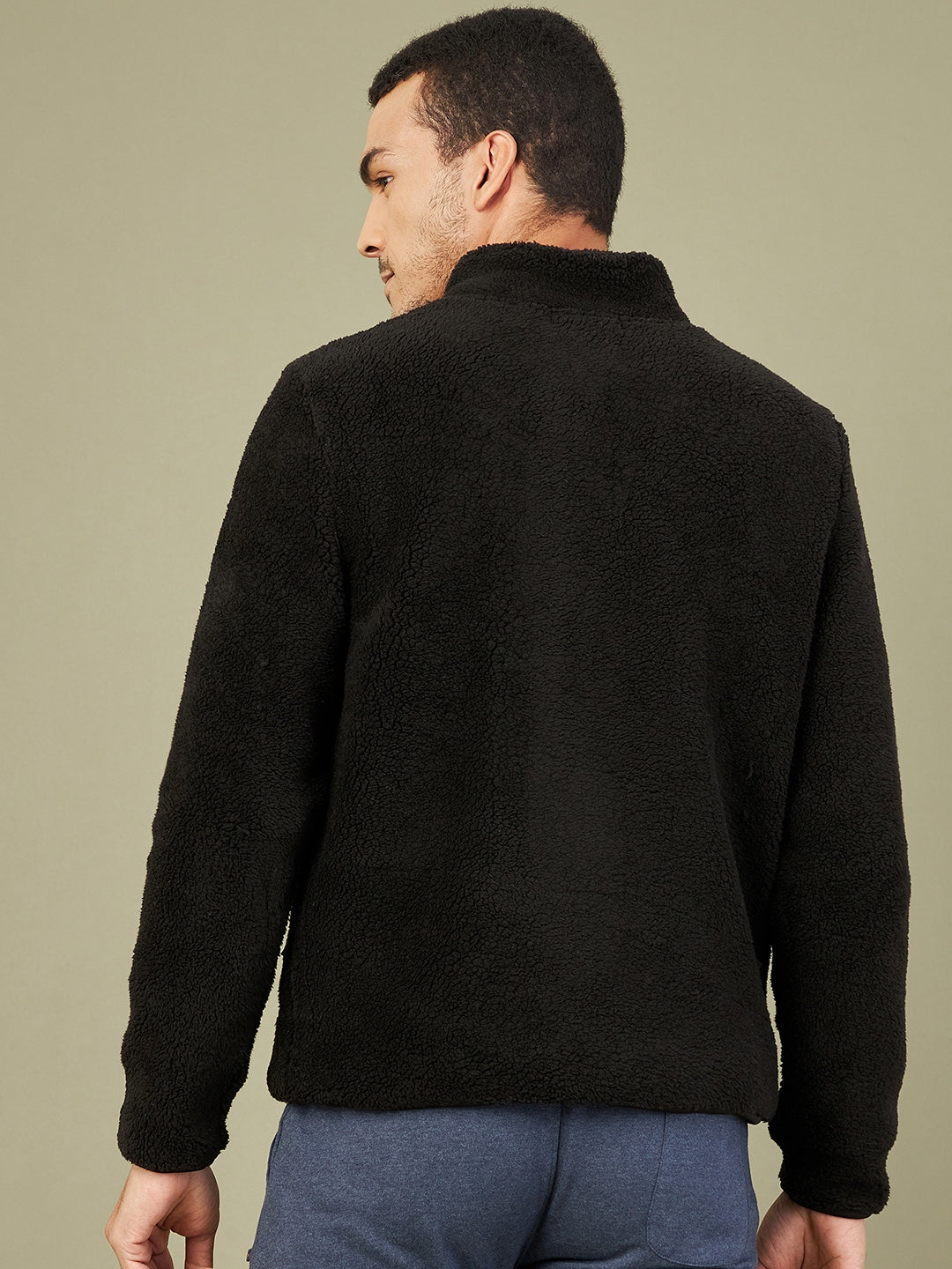 Men's Black Fur Zipper Sweatshirt - LYUSH-MASCLN
