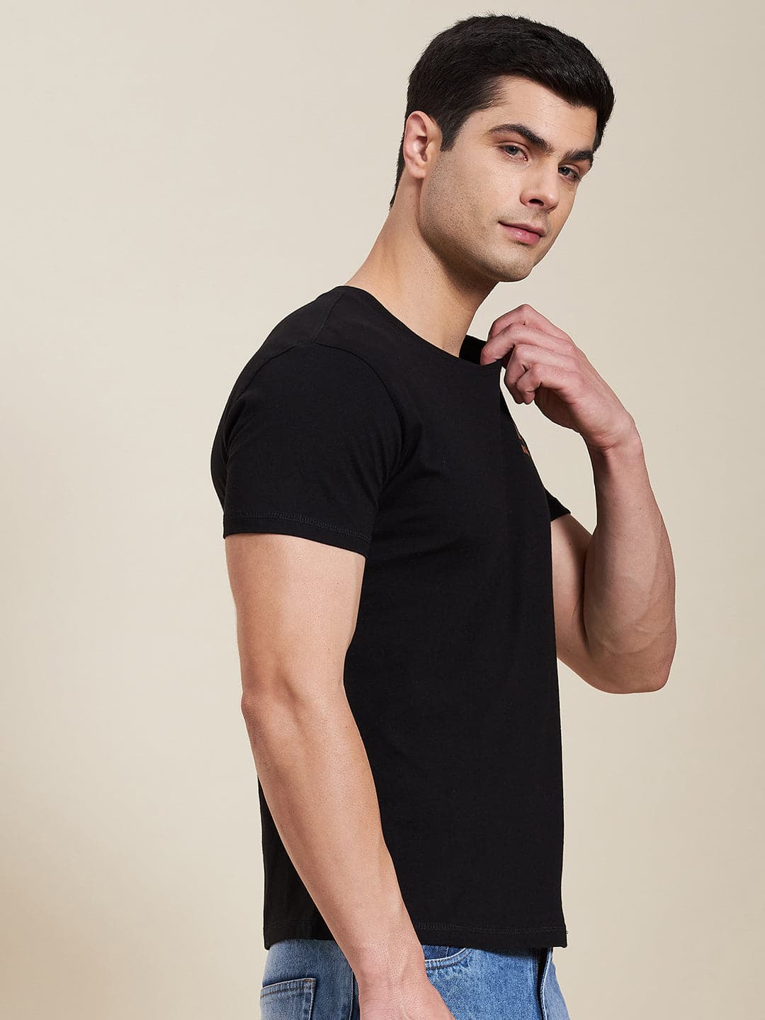 Men's Black Slim Fit MASCLN ORIGINAL T-Shirt - LYUSH-MASCLN