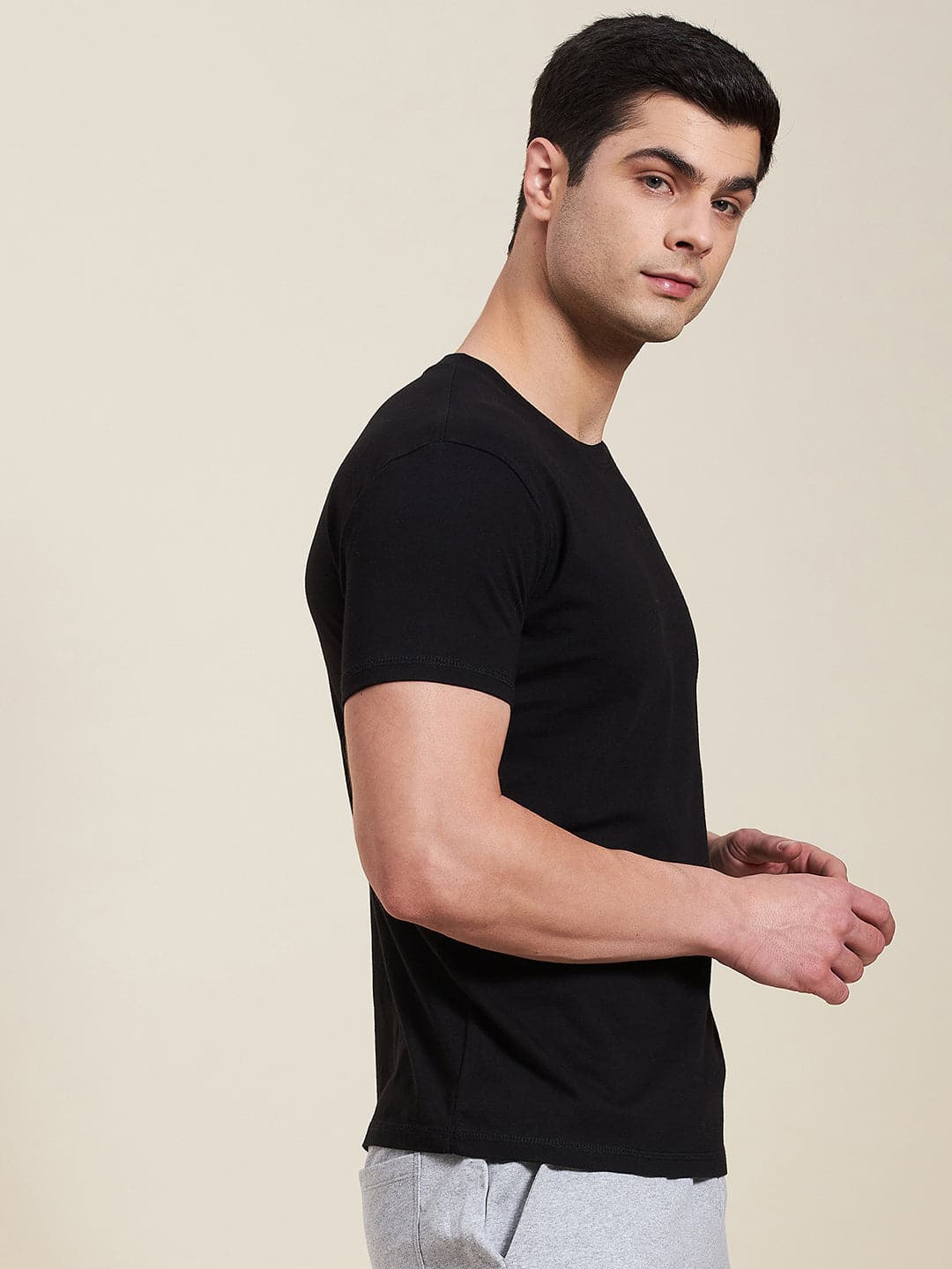 Men's Black Slim Fit Back Print MASCLN Logo T-Shirt - LYUSH-MASCLN