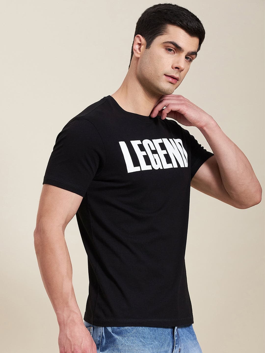 Men's Black LEGEND Regular Fit T-Shirt - LYUSH-MASCLN