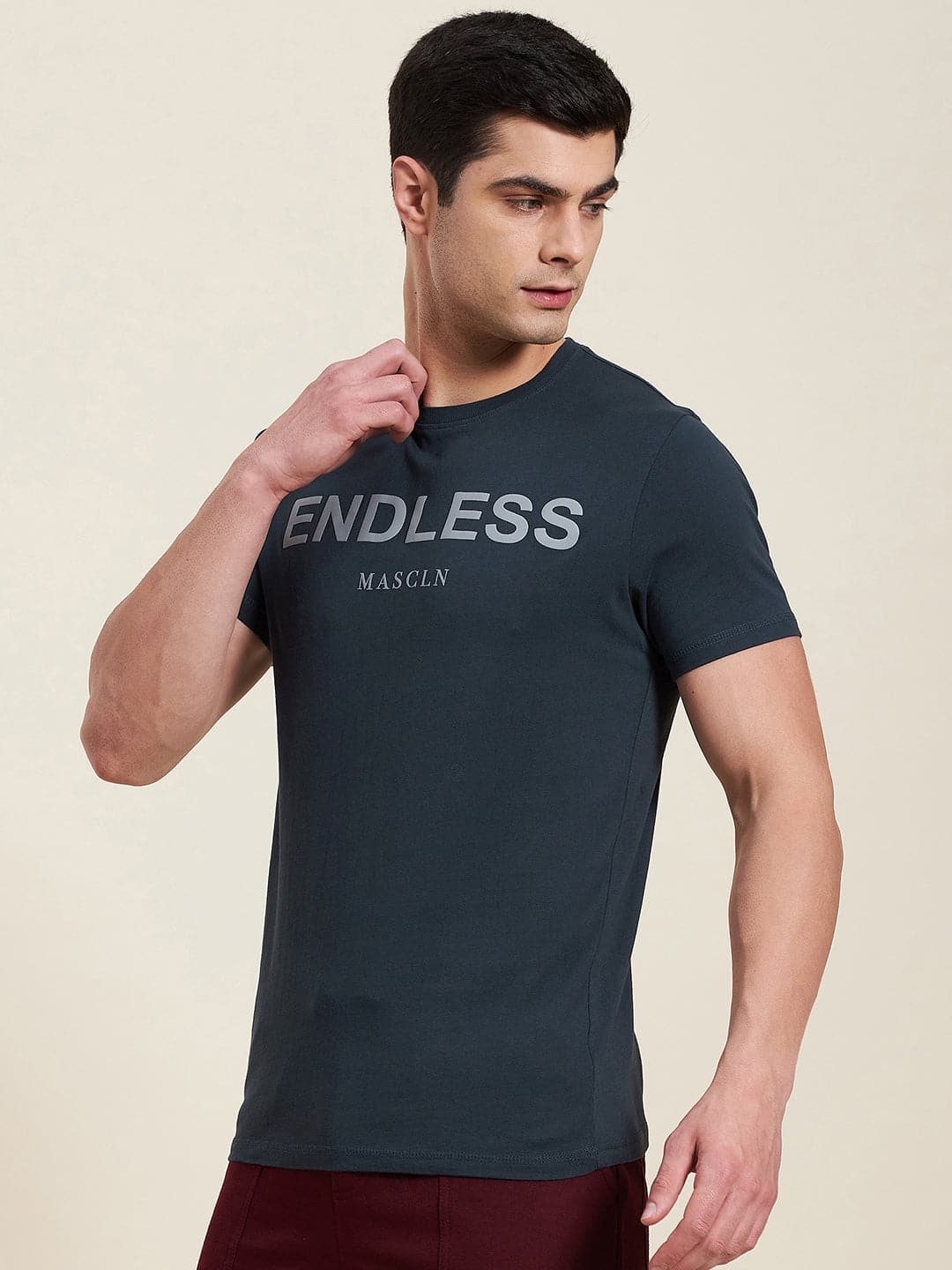 Men's Dark Blue ENDLESS Regular Fit T-Shirt - LYUSH-MASCLN