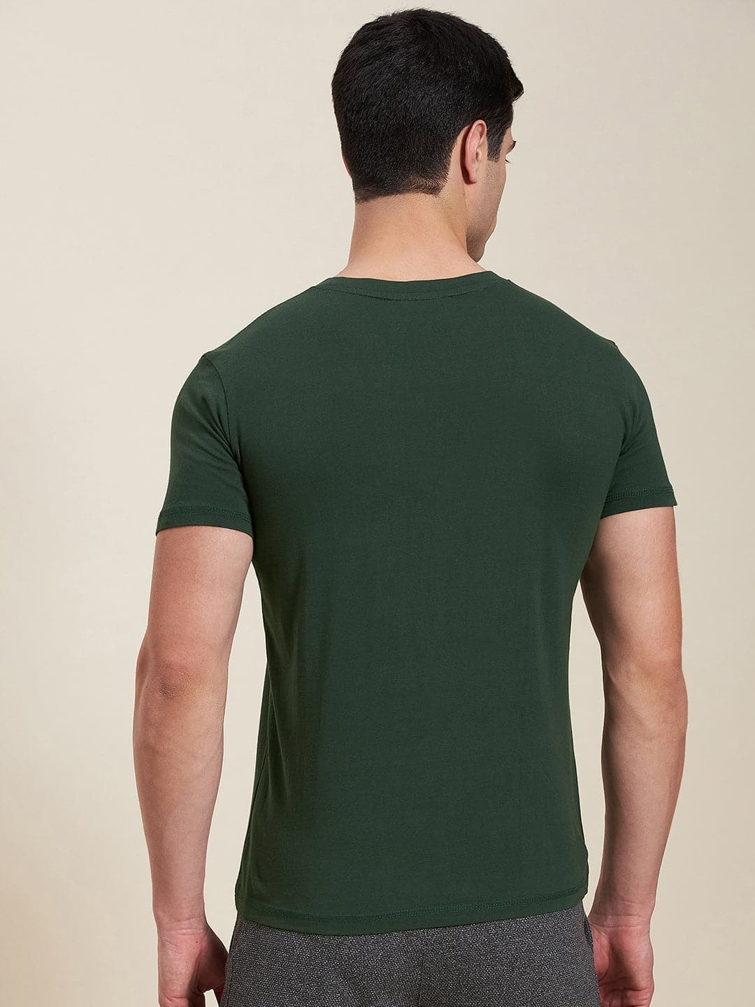 Men's Olive Vertical MASCLN Slim Fit T-Shirt - LYUSH-MASCLN