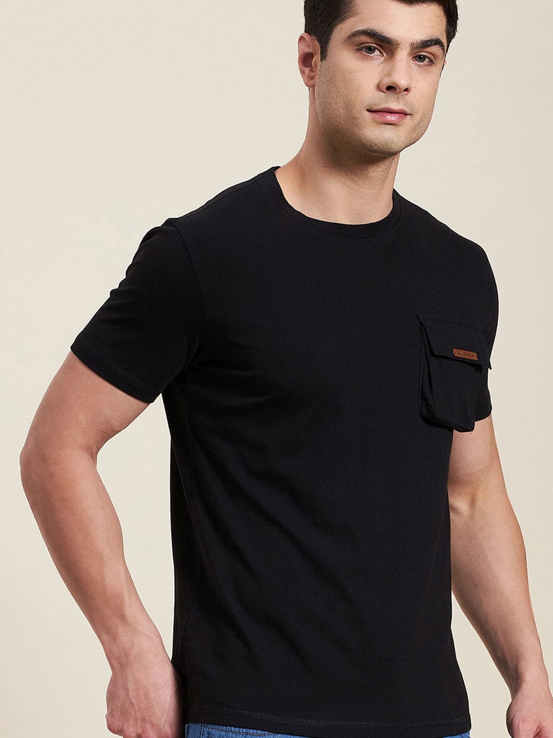 Men's Black Box Pocket Regular T-Shirt - LYUSH-MASCLN