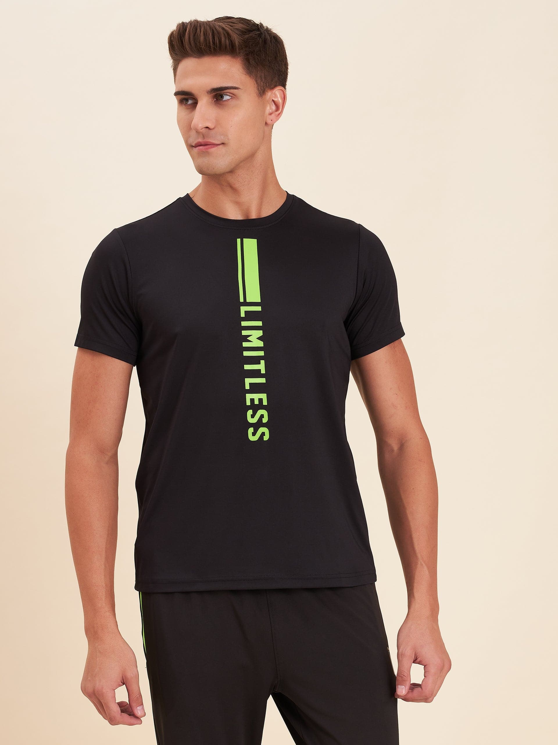 Men's Black LIMITLESS Dry Fit T-Shirt - LYUSH-MASCLN