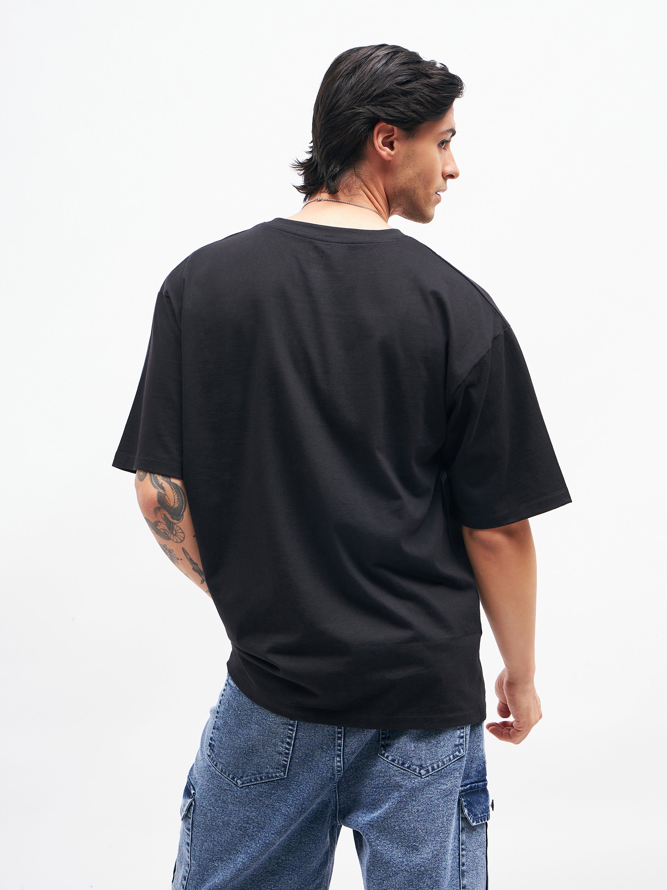 Men's Black Wild Mess Oversized T-Shirt - MASCLN SASSAFRAS