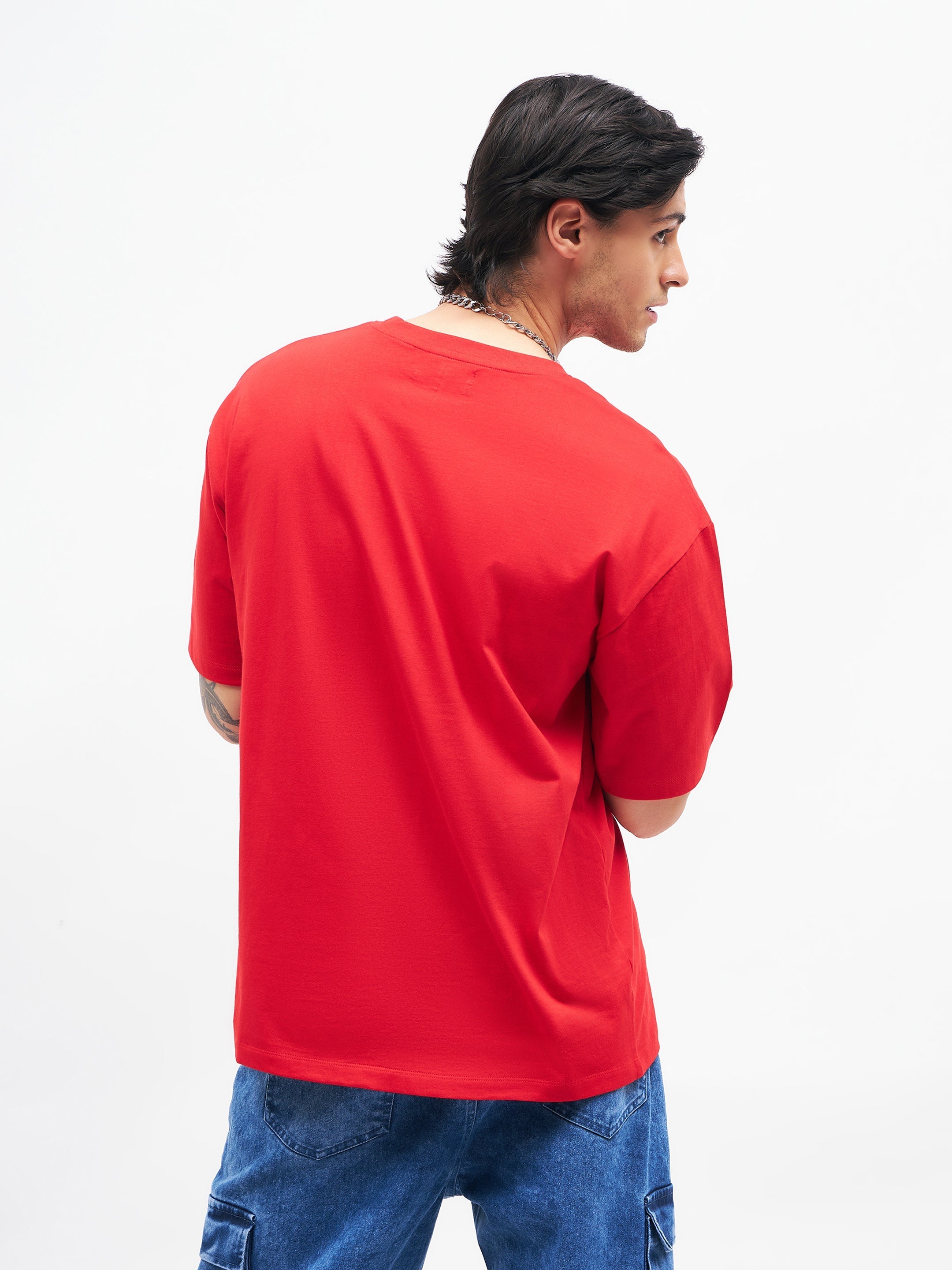 Men's Red Car Print Oversized T-Shirt - MASCLN SASSAFRAS