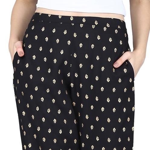Women's Rayon Printed Regular Fit Trouser Pants - Maaesa
