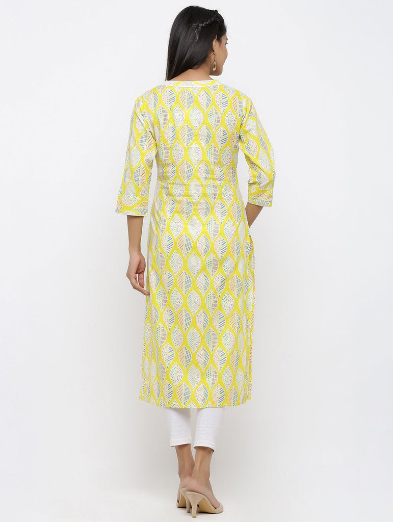 Women's Cotton Floral Printed Straight Kurta