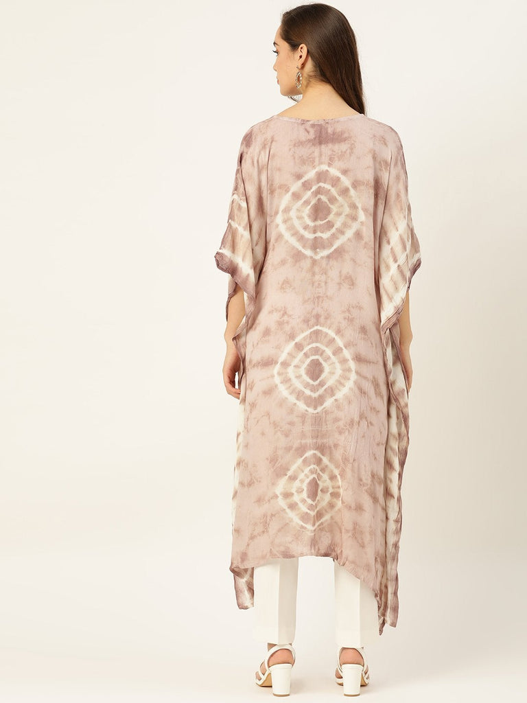 Women's Brown Tie-Dye Crepe Kaftan Kurta